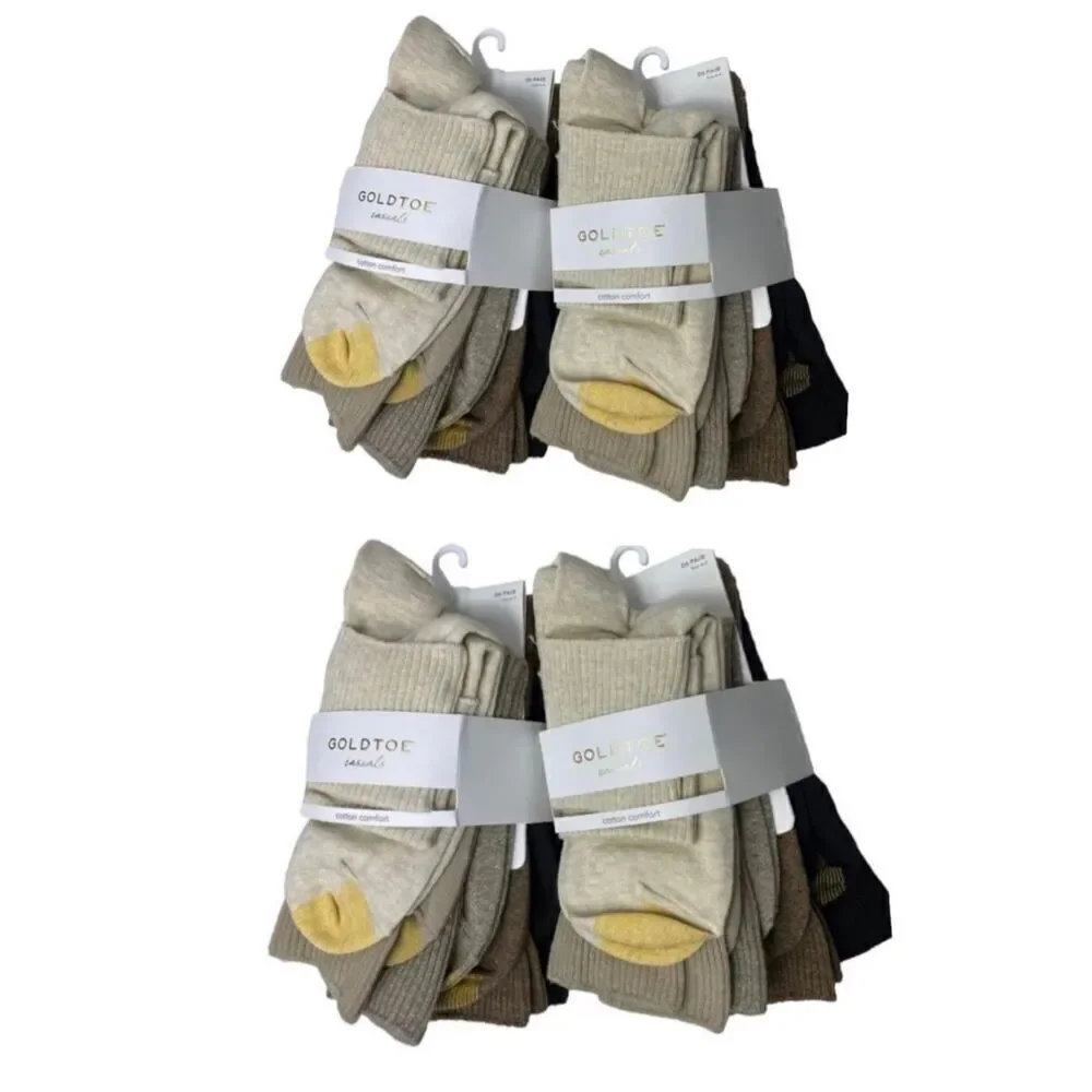 GOLD TOE Women Multi-Brown 6 Pair Turn Cuff Casual Socks Size 6-9 - 4 Packs of 6